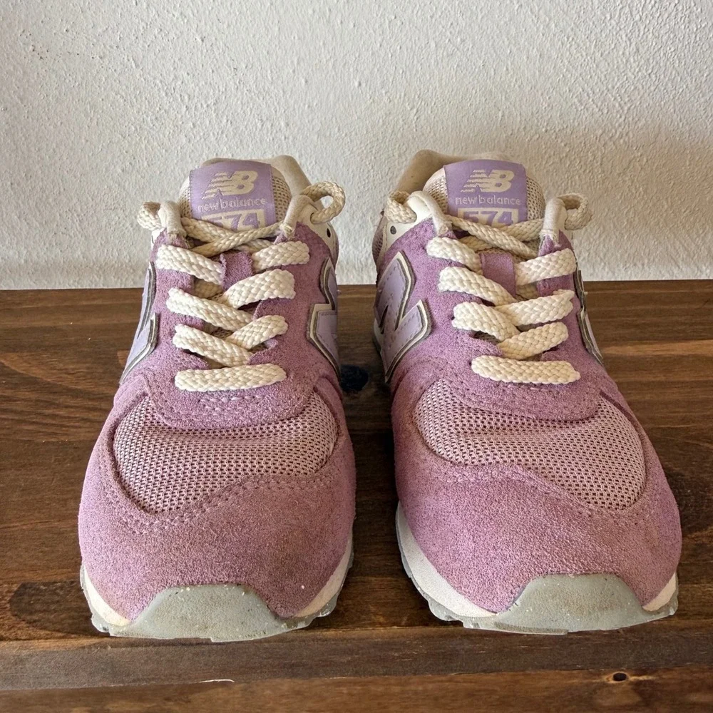 New Balance 574 Kids Lilac Glow Suede Sneakers PC574ESL Size 13